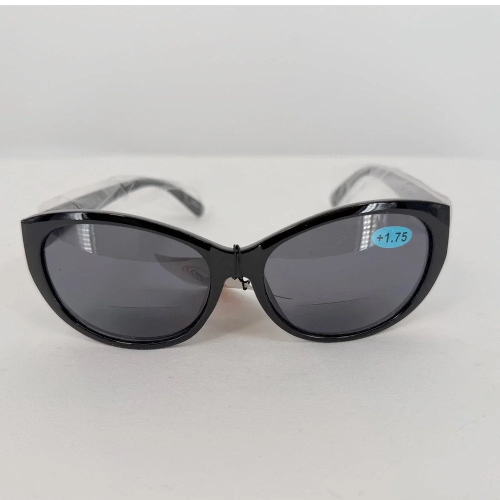 Vision World Black Cat Eye Bifocal Sunglasses Readers +1.75 UV Protection 104-49